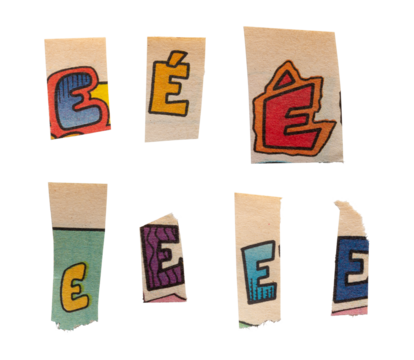 Ransom comics font type E from printout comics, HQ, cutout, collage element for graphic design, png isolated on transparent background	