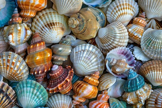 A Pile of Sea Shells Sitting Neatly Together