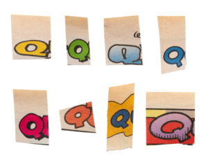 Ransom comics font type Q from printout comics, HQ, cutout, collage element for graphic design, png isolated on transparent background	