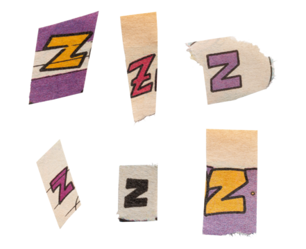 Ransom comics font type Z from printout comics, HQ, cutout, collage element for graphic design, png isolated on transparent background	