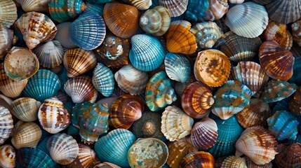 Array of Varied Seashells - obrazy, fototapety, plakaty
