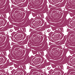 purple and white rose flowers seamless pattern, texture, design
