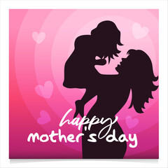 Happy mom's day poster vector illustration template idea for instagram