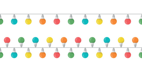 Colored light bulbs seamless borders - 777971306