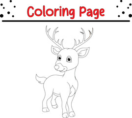 Obraz na płótnie Canvas Cute Deer Coloring Book for Children. Happy animal coloring book page
