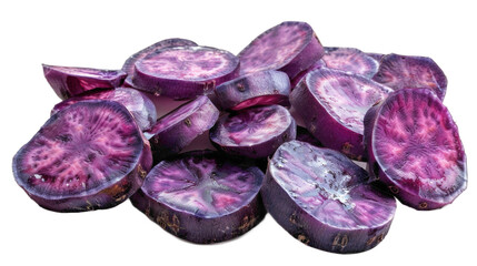 Obraz na płótnie Canvas Purple sweet potato slices isolated on transparent white background