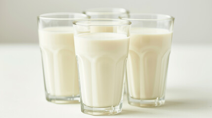 milk drink in glasses on white background. Generative Ai