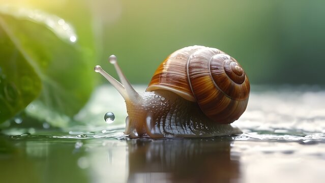 Detailed view of a snail up close