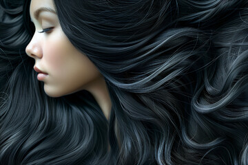 brunette young woman with gorgeous long wavy hair. concept of hair care, coloring.