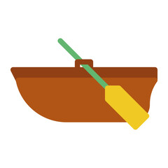 Row boat icon in flat color fill style