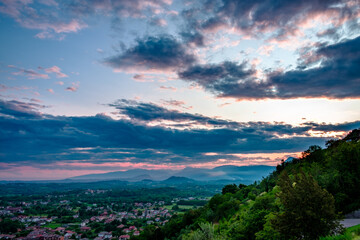 Stormy sunset in the italian countryside
