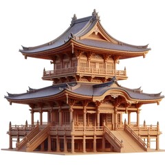 Naklejka premium Japanese temple 3d illustration isolated on pure white background