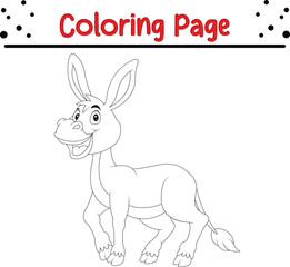Obraz na płótnie Canvas Donkey Coloring Page. Animal coloring book for children