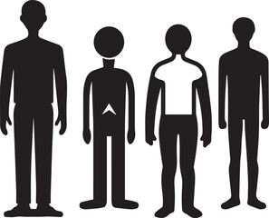 Set of People Black Silhouettes on white background