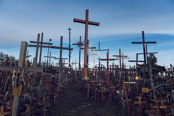 Eastern Poland/ Podlaskie Voivodeship/ Catholicism/ hills of crosses/ Sanctuary of St. Our Lady of Sorrows in Holy Water - obrazy, fototapety, plakaty