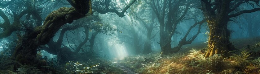 Enchanted forests where trees whisper in ancient tongues - obrazy, fototapety, plakaty