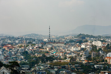 Aerial view of Da Lat city in Vietnam