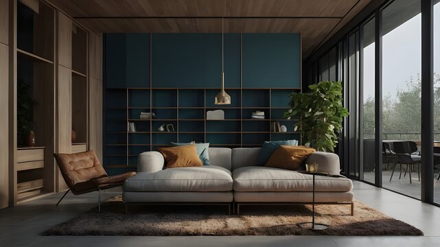 living room interior "Unleash your creativity with our AI-generated interior designs. With stylistic rendering adjectives and details on render type, our platform allows you to customize every aspect 