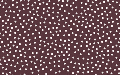 Chocolate color  background with beige polka dots. Seamless pattern. Small beige circles on a brown. Background for paper, cover, textile, dishes, interior decor.