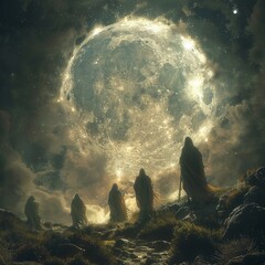 Sorcerers who converse with the moon - obrazy, fototapety, plakaty