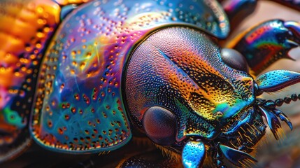 Macro of a colorful beetle - obrazy, fototapety, plakaty
