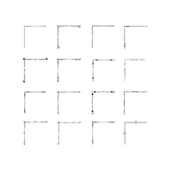 Set Hand Draw Of Corners Different Shapes Flower Decoration Vector Design Doodle Sketch Style For Wedding And Banner