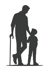 dad and children vector silhouette, dad and son silhouette
