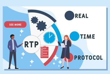 RTP - Real Time Protocol acronym. business concept background. vector illustration concept with keywords and icons. lettering illustration with icon	