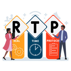 RTP - Real Time Protocol acronym. business concept background. vector illustration concept with keywords and icons. lettering illustration with icon	