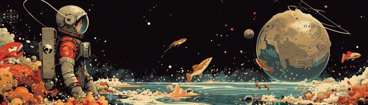 Congee,doodle, Nuclear, astrology, fisherman , sci-fi tone