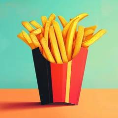 Zelfklevend Fotobehang geometric illustration, Baroque, Salt Flats, french fries, vintage , illustration © Phawika