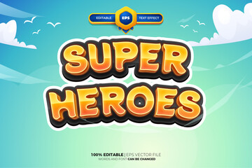 Obraz premium Super Heroes Cartoon Game Editable text Effect Style