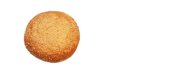 bun with burger jam on a white background. concept of baking buns with sesame seeds	