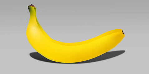 yellow banana on a grey texture. one banana on light texture	