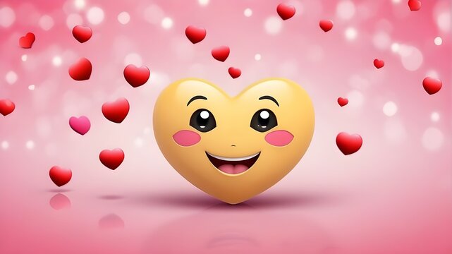 heart shaped balloons, A fifty megapixel emoji of a happy love face with heart-shaped eyes as a background