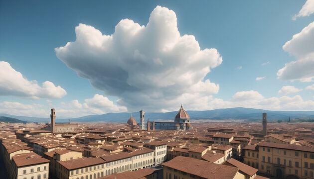 Florence panorama with Duomo and Palazzo Vecchio. Generative AI
