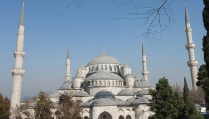 Fototapeta na wymiar Hagia Sophia museum in Istanbul, Turkey. 3D rendering. Generative AI