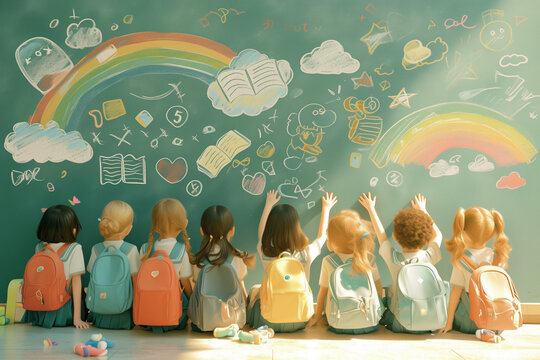 Colorful Celebration: Fossils Children's Day Portrait - Powered by Adobe