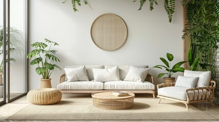 Eco friendly Oasis A Serene and Sustainable Living Room Design with Natural Elements