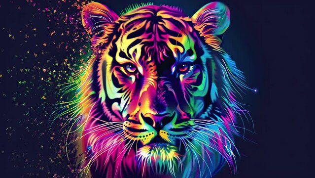Fantasy abstract neon tiger.