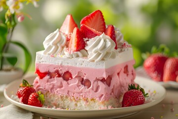 Decadent Strawberry Pudding Cake: Irresistible Dessert Temptation Food Photography
