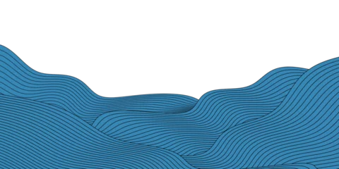 Deurstickers 青　和柄　波　背景  © J BOY