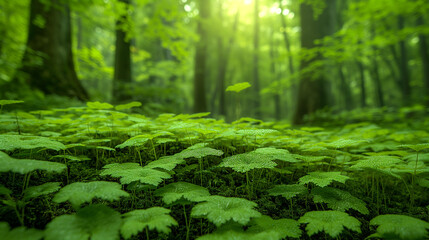Green moss in green forest.