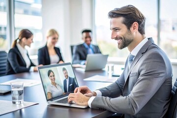 Fototapeta na wymiar Picture of Business Professional Sitting in Meeting