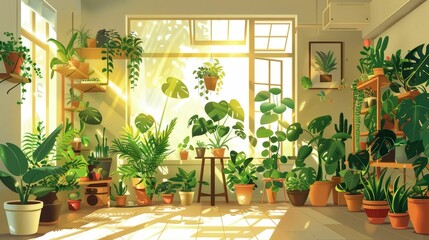 Lively Indoor Gardening Oasis A Sun Drenched Sanctuary for Thriving Plants and Harmonious Living