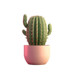 A cactus in a pot with a pink light