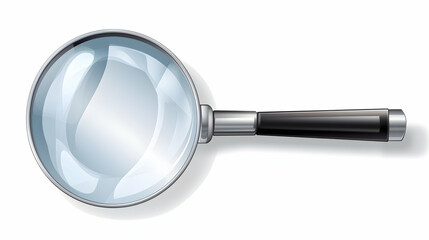 Vector realistic metal magnifier isolated on transparent background - obrazy, fototapety, plakaty
