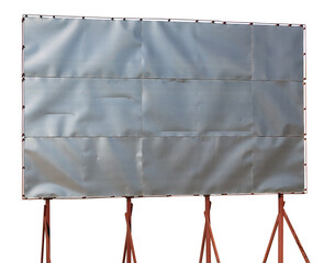 Large empty billboard made of steel sheets isolated