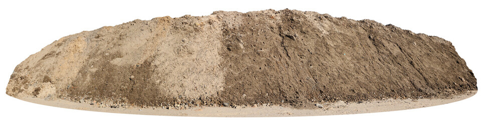 Big long pile of construction sand isolated