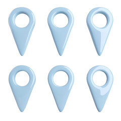 A close up of a set of six white pin markers